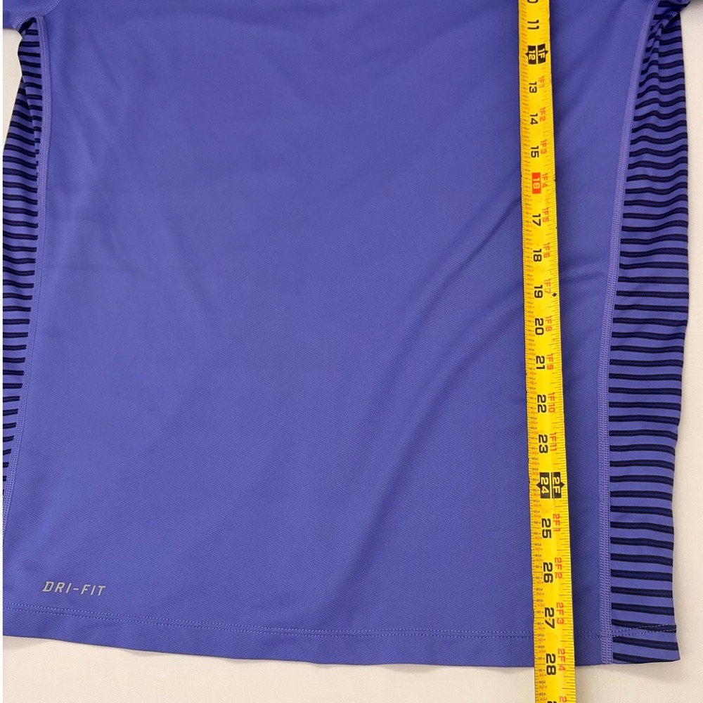 Nike Tiger Woods Shirt Mens Small Purple Dri-FIT Striped Golf Polo Performance - Picture 7 of 8